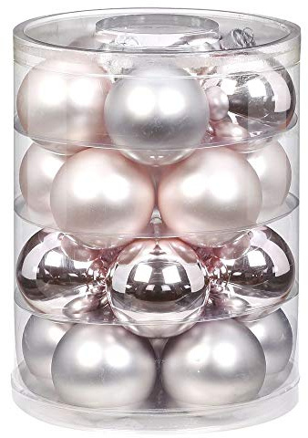 Magic Weihnachtskugeln Glas 6cm, 20 STK. Christbaumkugeln (Soft Simplicity (zartrosa grau))
