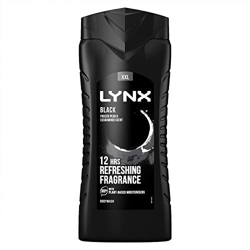 Lynx Men Black 3-in-1 Hair, Face and Body Wash Shower Gel with a frozen pear & cedarwood scent for an all day fresh & clean feel 500 ml