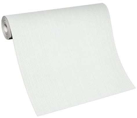 Erismann Tapete | Kollektion Deutschland tapeziert | 10133-01 | Vliestapete | Uni/Einfarbig | 0.53 x 10.05 m | Weiß | Wohnzimmer | Flur | Büro | Küche | Wohnräume