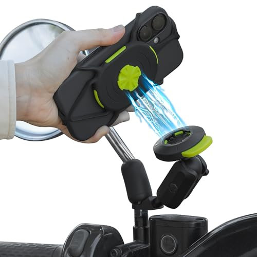 BONE Moto Tie Connect Kit 3 - Mirror Stem, Magnetic Motorcycle Phone Mount, Detachable & 360° Rotatable, Heavy Duty & Shock-Absorbing Scooter iPhone Holder for 4.7–7.2 Smartphones (Mirror Mount)