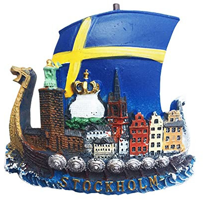 Magnete da frigorifero 3D per nave pirata Stoccolma Svezia, regalo souvenir per frigorifero magnetico