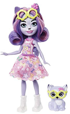 Enchantimals HHB90 - Hadley Husky Puppe (ca 15 cm) & Schlittenhund Tierfigur, kleine Puppe mit abnehmbarem Rock & Zubehör, tolles Geschenk für Kinder ab 4 Jahren