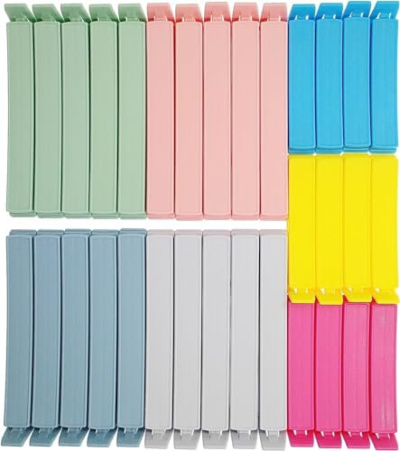 Yarall lot de 32 pinces à sachets alimentaires – pinces de fermeture pour sachets alimentaires, clips de cuisine à design incurvé pour stockage et congélateur, 2 tailles (11 cm x 20 et 7,8 cm x 12)