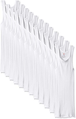 Hanes Men's Cotton Tank Undershirts Pack, Moisture-Wicking Ribbed Tanks, Lightweight Cotton Tank Undershirts, White 12-Pack, 3X-Large