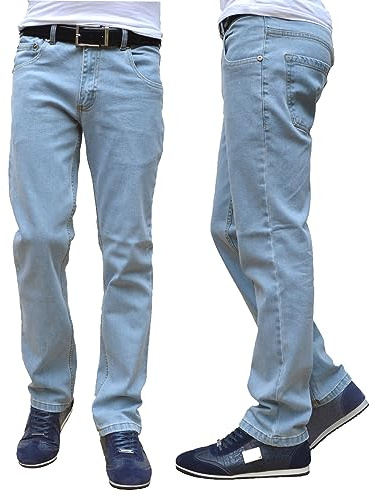 Mens Stretch Straight Leg Regular Fit Classic Basic Denim Jeans (UK, Waist & Inseam, 36, 34, Stone WASH)
