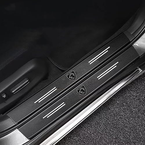 4 Piezas Protectores de Umbral de Puerta de Coche de Fibra de Carbono para Peugeot 208 2008 207 301 308 408 4008 508 5008 Rifter, Decoración para Estribos de Coche Pegatinas C
