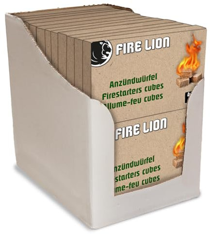 FIRE LION (960 cubos de encendido para chimenea, barbacoa y horno. Especialmente muchos encendedores de chimenea de la mejor calidad. 24 placas de encendido con 40 cubos cada una. Cubos de encendido