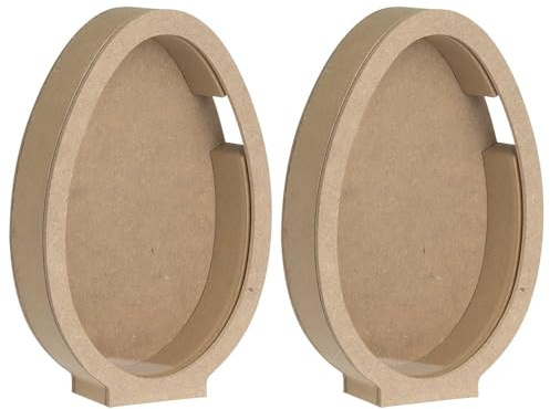Ideen mit Herz 2 cajas en forma de huevo con ventana | Cajas de regalo con tapa | Proyecto DIY | Embalaje para Pascua | Almacenamiento y recuerdo | para diseñar y pintar | marrón natural