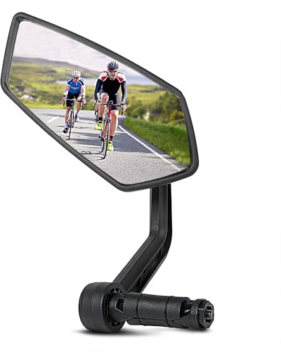 AiQInu specchietto bici, specchio riflettente in vetro HD, specchietto retrovisore per bicicletta ruotabile a 360° per bicicletta, mountain bike, bici da strada (Lato sinistro)
