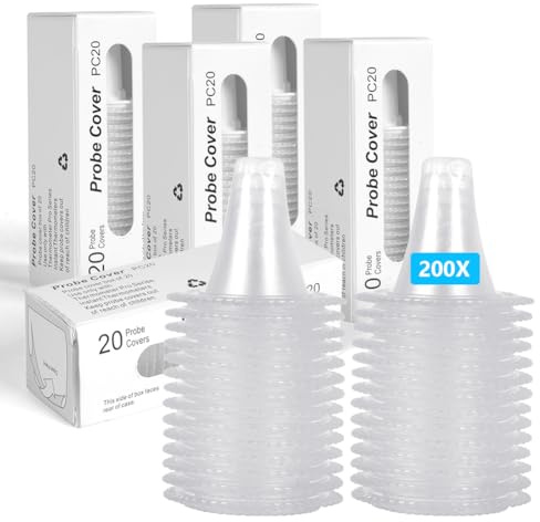 ACWOO 200 Counts Ear Thermometer Probe Covers, Refill Caps Replacement, Lens Filter Protector for Braun Thermometer Models and Other Types of Digital Thermometers Disposable Covers (200 Counts)