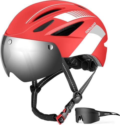 Odoland Fahrradhelm mit Fahrradbrille und Magnetische Visier, Abnehmbarer Schutzbrille Cityhelm Urban Rennradhelm für Erwachsenen Herren Damen