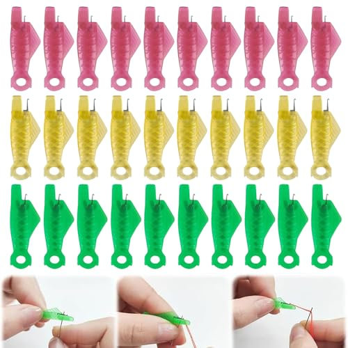 ZEIEYA 30 Stück Nadeleinfädler, Nähmaschinen-Nadeleinfädler Automatischer Einfädler Kunststoff Nähnadeln Einfädler Nadel Threading Tool Nähzubehör für Nadelöhr Hand Nähen Werkzeug