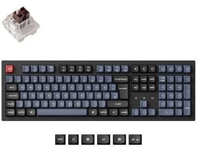 Keychron K10 Pro QMK/VIA Kabellose Mechanische Tastatur,108 Keys DE-ISO Layout Programmierbare Tastatur,Bluetooth/USB-C,RGB,Hot-Swap Brauner Schalter,Tastenkappen PBT Für Windows Mac