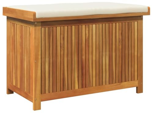 vidaXL Contenitore per cuscini da esterni, 90 x 50 x 60,5 cm, in legno massiccio di acacia