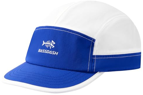 Bassdash UPF 50+ lager ramlös mjuk basebollkeps justerbar torr vikbar hatt för herr dam utomhusaktiviteter, Kungsblå/vit, one size