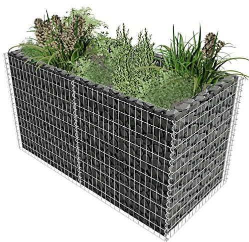 Xichuzi Arriate de Acero de gaviones Plateado 180x90x100 cm, Mesa De Cultivo, Huerto Domestico, Cultivo De Plantas Aromaticas, Arriate De Jardín - 142366