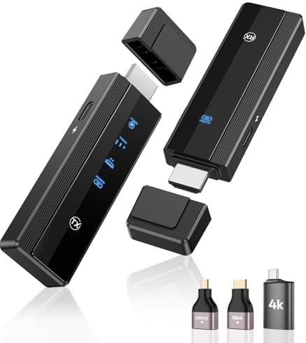 Wireless HDMI Transmitter and Receiver 328FT/100M, 4K Decode & 1080P 60Hz Zero Latency, 5G/2.4G Dual Band,Wireless HDMI Extender Display for Video/Audio to Monitor from Laptop/TV Box-J01