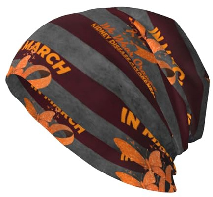 in March We Wear Orange Kidney Disease Awareness Knit Hat Warm Soft Comfortable Breathable Ideal for Outdoor Activities