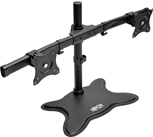 Tripp Lite DDR1327SDD Dual Monitor Mount Stand, Swivel & Tilt, 13-27 Inch Flat Screen Displays, Desktop Mount, Black