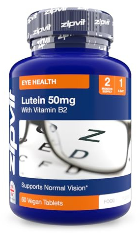 Zipvit 50mg Lutein Supplement for Eyes with Vitamin B2, Eye Vitamins to Support Vision and Eye Health, 60 Vegan Tablets