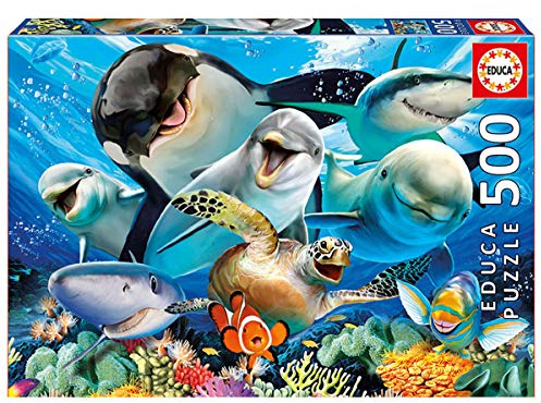 Educa - Puzzle da 500 pezzi per adulti e bambini | Selfie sotto l'Acqua | Pezzi perfettamente finiti e sicuri per i bambini | Misura 48 x 34 cm | Da 11 anni (17647)