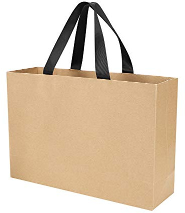 10Pcs Kraft Brown Paper Gift Bags With Wide Handle - Thickened Carrier for Shopping, Party, Present Wrapping - Boutique Retail Shopper - Recycled Reusable