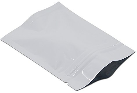 WACCOMT Pack 100 Sacchetti Piatti in Mylar in Alluminio Sigillabili a Caldo per Alimenti per Caffè Campioni di Caffè con Tacche a Strappo (bianco, 8,5 x 13 cm)