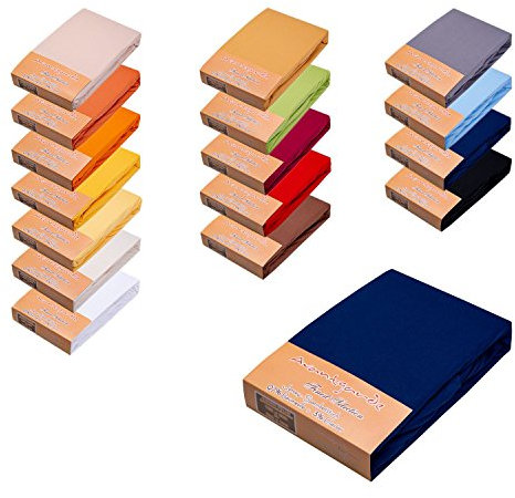 AVANTGARDE Premium Spannbetttuch √ 180x200cm - 200x220cm √ hoher 40cm Steg √ auch für Wasserbett und Boxspringbett √ Spannbettlaken sehr Gute 195g/m² √ 97% Baumwolle / 3% Elasthan √ (dunkelblau)