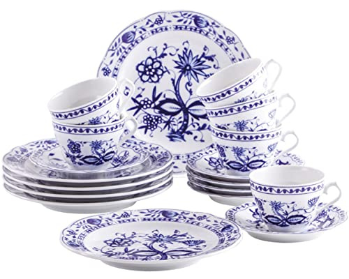 KAHLA 170290A72067C Rossella Zwiebelmuster Kaffeeservice 18tlg. | Kaffeeset für 6 Personen mit Zwiebelmuster Dekor aus Porzellan