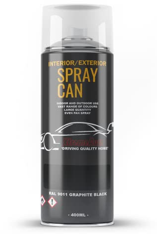 Xtremeauto Spray Paint Finish For Indoor And Outdoor Use Garden Cars Home Kitchen Bathroom Furniture Art Craft Bikes Radiators Metal Wood Plastic Glass UPVC Stone PVC RAL 9011 Graphite black