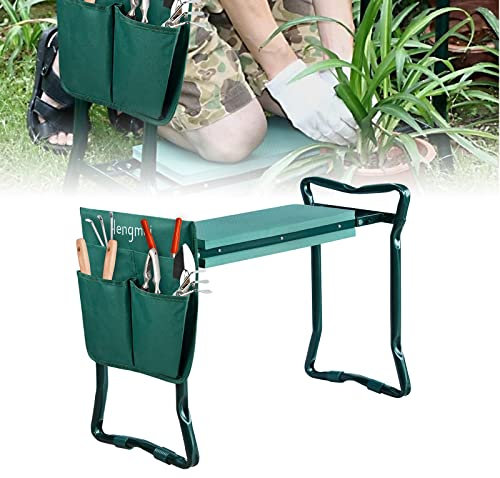 ACXIN Kniebank Gartenarbeit Gartenhocker mit dickeren und breiteren Eva-Schaumpolstern und 2 Werkzeugtaschen, Belastbar bis 150 kg, Gelenke und Knie schützen