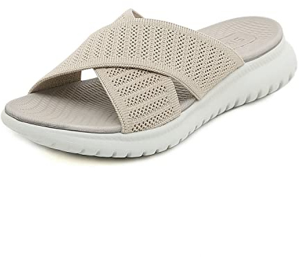 Acfoda Sandali Moda Donna Estivi Comode Leggere Ortopediche Pantofole Antiscivolo Eleganti Passeggio Ciabatte Beige 36