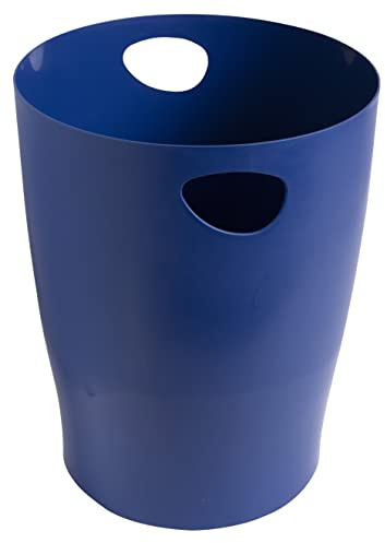 Exacompta - Ref. 45303D - Set of 8 waste paper baskets with ECOBIN BeeBlue handles in PP - large capacity 15 liters - dimensions 26.3 x 26.3 x 33.5 cm - for office or home - navy blue color