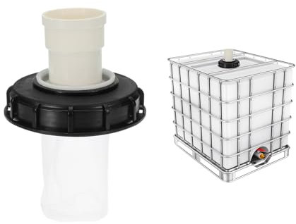 PATIKIL Tapa recta IBC para filtro, cubierta de barril de plástico de 163 mm con filtro de nailon lavable, adaptador de manguera IBC, accesorios para tanque de agua de lluvia, negro y blanco