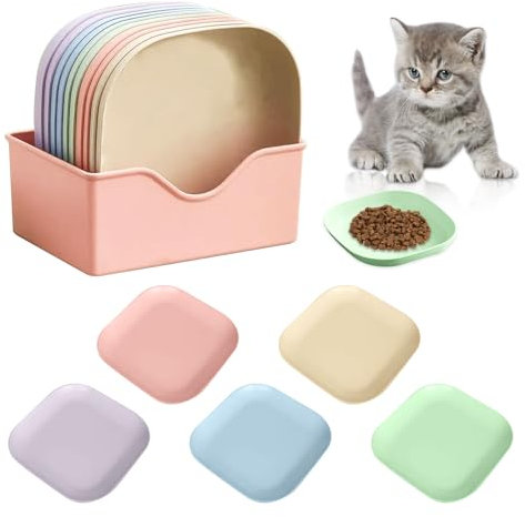 10 Stück Katzenschüssel,Katzenfutternapf Flach,Katzenfressnapf,Katzen Fressnapf Wasserschale,Waschbar Katze Futternapf,Katzenfutter Napf,Futterschale Katze für Kätzchen und kurzbeinige Katzen