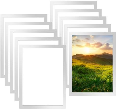 Wowlela Magnetic Picture Frame, 10PCS Self Adhesive A4 Magnetic Photo Frame, Waterproof Clear Reusable Magnetic Picture Holder for Photos Posters Ads Document Notices License