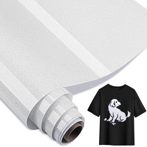 Zocipro Plotterfolie textil, 30 cm x 1 m, 3D, puffplotterfolietextil, vinyl, flexfolie, glitterfolie, plotter textil, strykfolie för textilier, överföringsfolie för gör-det-själv t-shirt, vit