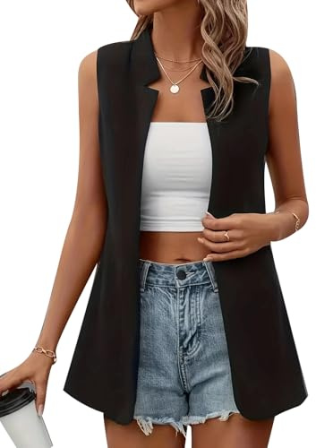 MINTLIMIT Women's Sleeveless Blazer Vest Casual Open Front Lightweight Jacket Summer Work Office Blazers