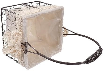 BESTonZON Panier De Fleurs Rétro en Fer Forgé Petit pour Décoration Intérieure Balcon Et Mariage, Contenant Portable pour Plante, Support Solide Et Décor Champêtre