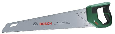 Bosch Sierra de mano 450mm (Hoja de sierra de acero SK5 para cortes finos en madera; 11 TPI; Dientes templados por inducción; Guía de marcado de 45°/90°; Escala métrica de 40 cm; Empuñadura Softgrip)
