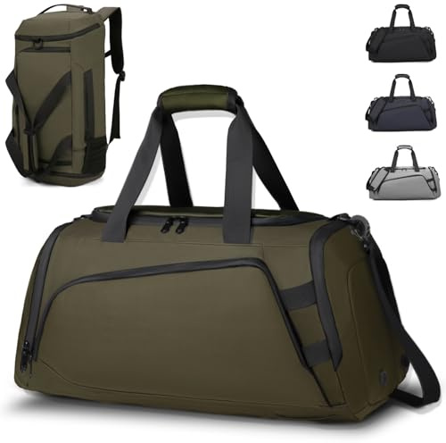 Sporttasche Herren 40L, Wasserdicht Sportrucksack mit Schuhfach Nassfach, Multifunktions Damen Gym Sport Tasche Weekender Travel Trainingstasche für Schwimmen, Camping, Fitnessstudio, Grün