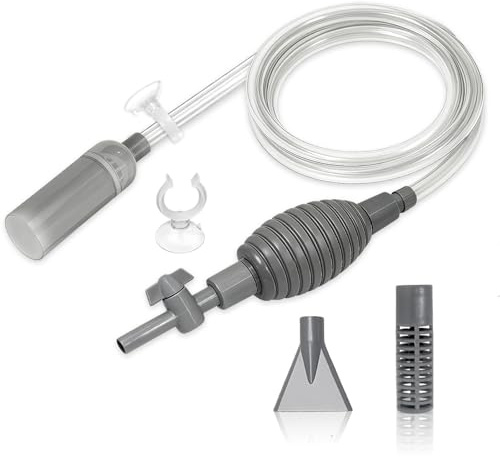 Esoes Mulmsauger Aquarium Sauger, 2,6 m Aquarium Reiniger– Mehrzweck für Kotentfernung, Wasseraustausch & Glasreinigung mit 1,9 m langem Schlauch