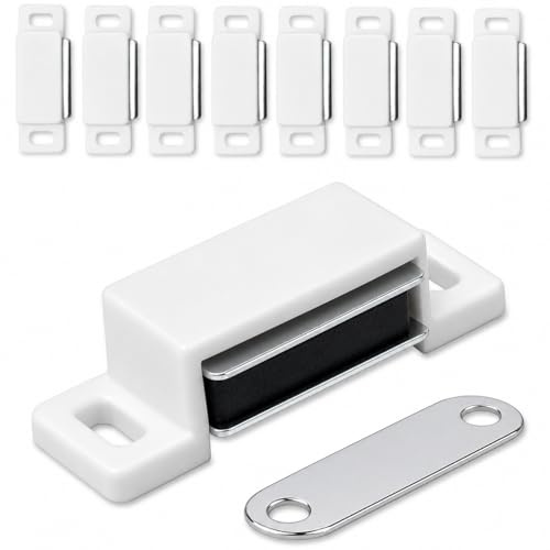 IPEA Chiusure Magnetiche per Mobili, Porte, Armadi – 10 PEZZI – Chiusura Magnetica con Calamita per Ante, Cassetti, Credenze – Cerniera Magnetica – Fermo Magnetico per Cucina e Casa – Bianco