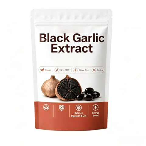 Estratto di Aglio Nero, Invecchiato 2 Anni, Inodore & Non Piccante, Supporto al Benessere Generale, Vegano, Senza Glutine, Senza OGM