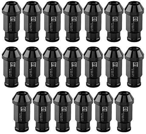 KIMISS Aluminium Autoreifenschraube, 20Pcs Radmuttern sichern Racing Radmutter M12X1.5 (Schwarz)