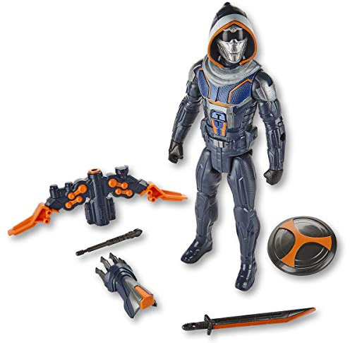 Marvel Black Widow Titan Hero Series Blast Gear Taskmaster Actionfigur, 30 cm Spielzeug, mit Launcher und Projektilen, ab 4 Jahren