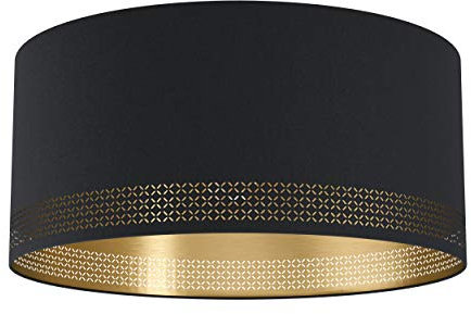 EGLO Deckenlampe Esteperra, 1 flammige Deckenleuchte Vintage, Retro, Wohnzimmerlampe aus Stahl und Textil in Schwarz, Gold, Küchenlampe, Flurlampe Decke mit E27 Fassung