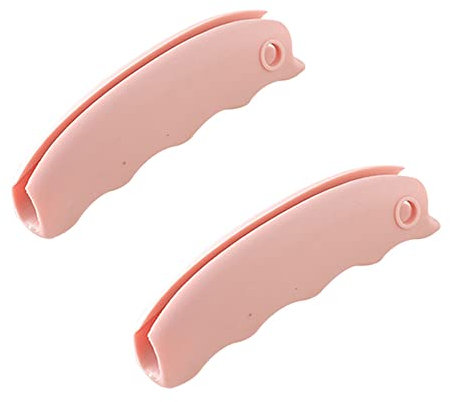 Porte-sac réutilisable en silicone avec poignée pour sac en plastique d'épicerie, sacs à provisions, sac à ordures (rose 2 pièces)
