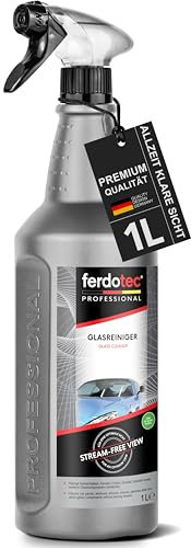ferdotec Profi Auto Glasreiniger 1000ml Für streifenfreie Autoscheiben | Starker Scheibenreiniger für Innenraum & Außen | Fensterreiniger Windschutzscheiben Reiniger | Glas Lotuseffekt Fenster