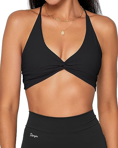 Danysu Reggiseno sportivo senza schienale, top da allenamento morbido con imbottitura rimovibile per yoga, reggiseni da allenamento con spalline per uscire, S